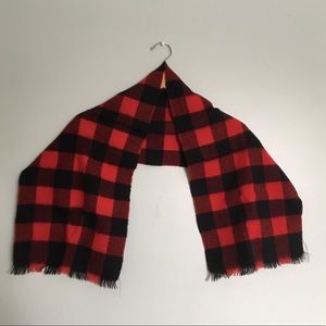 Buffalo Plaid Red & Black Winter Scarf VTG Wool